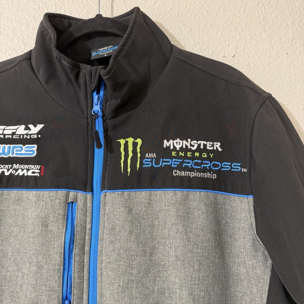 Monster Energy L Men's Jacket Supercross Outdoor Biking Sport Zip Logo